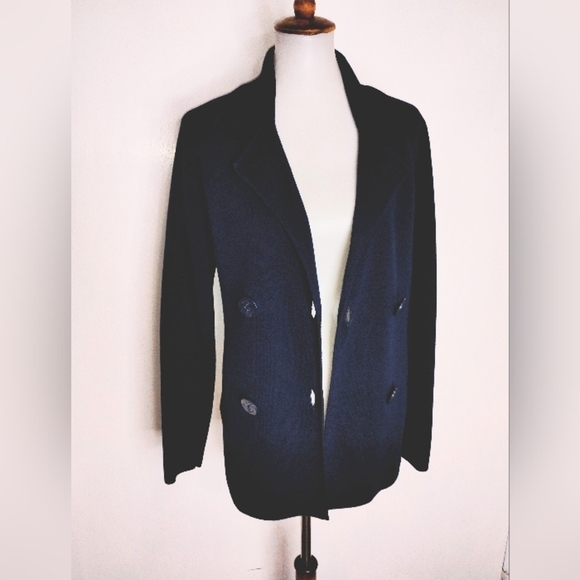 NAUTICAL NAVY KNIT DOUBLE BREASTED JACKET - Picture 4 of 13